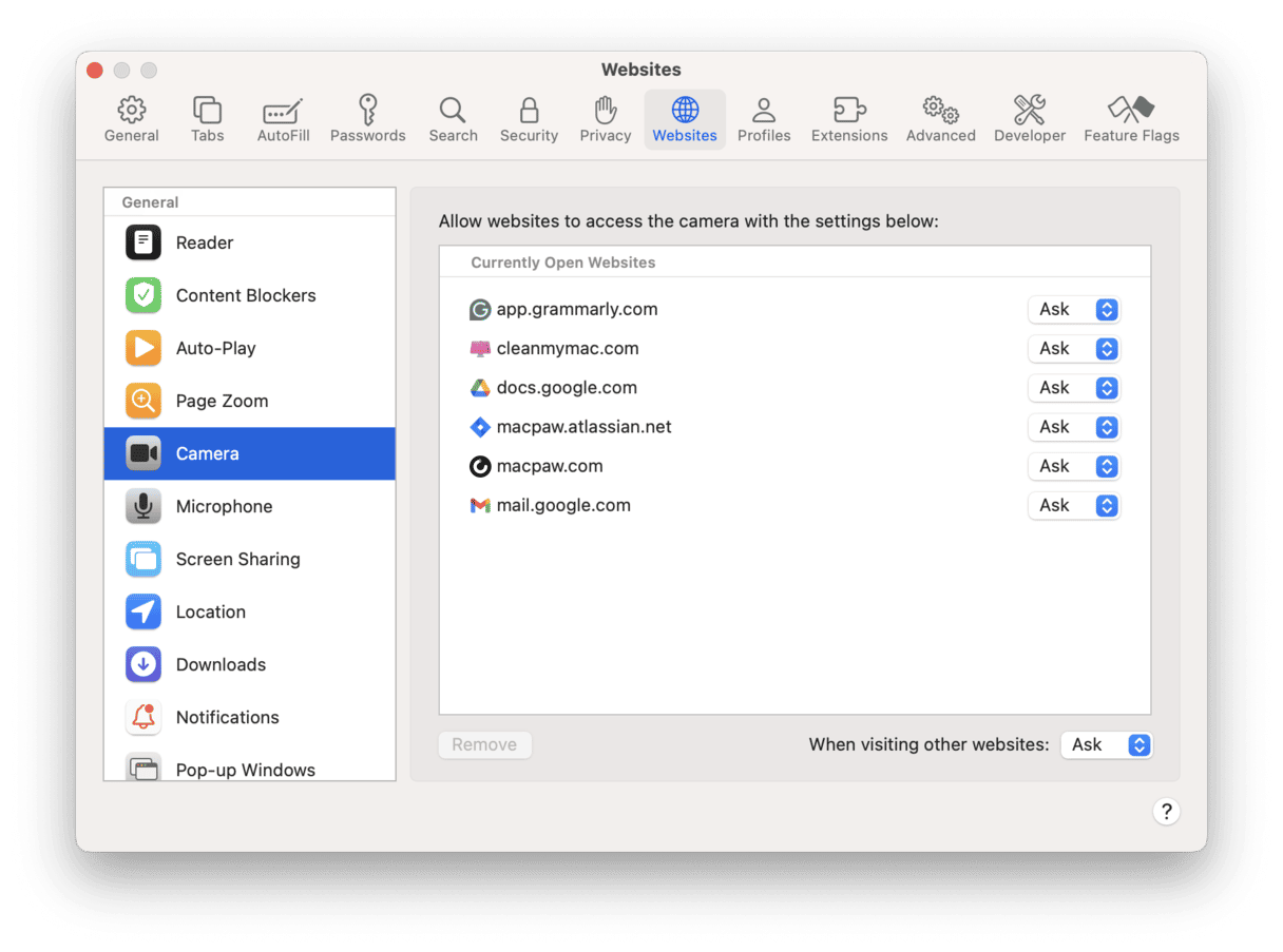 Desligue a c&acirc;mera do Mac