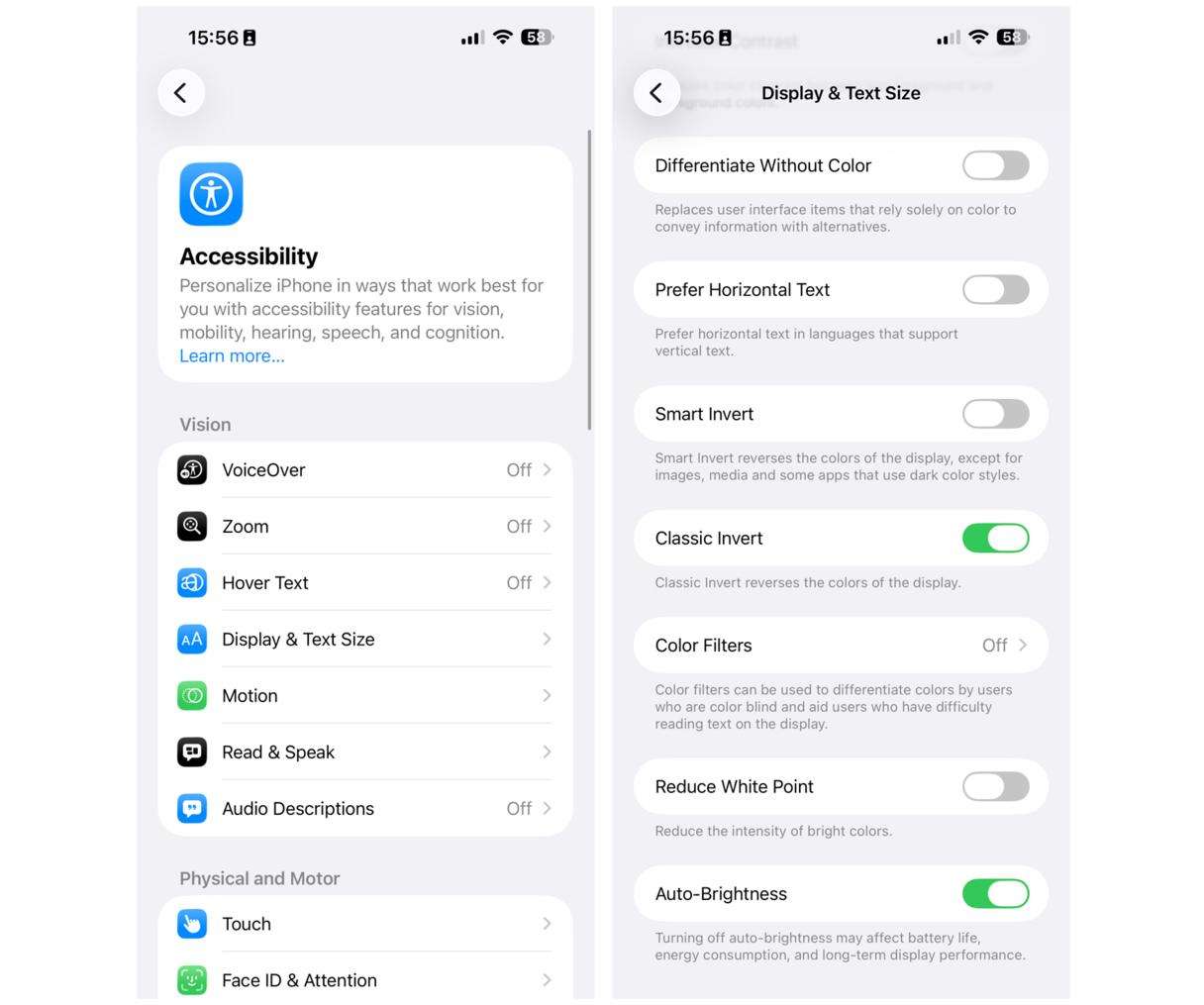 Invert photos on iPhone - accessibility settings