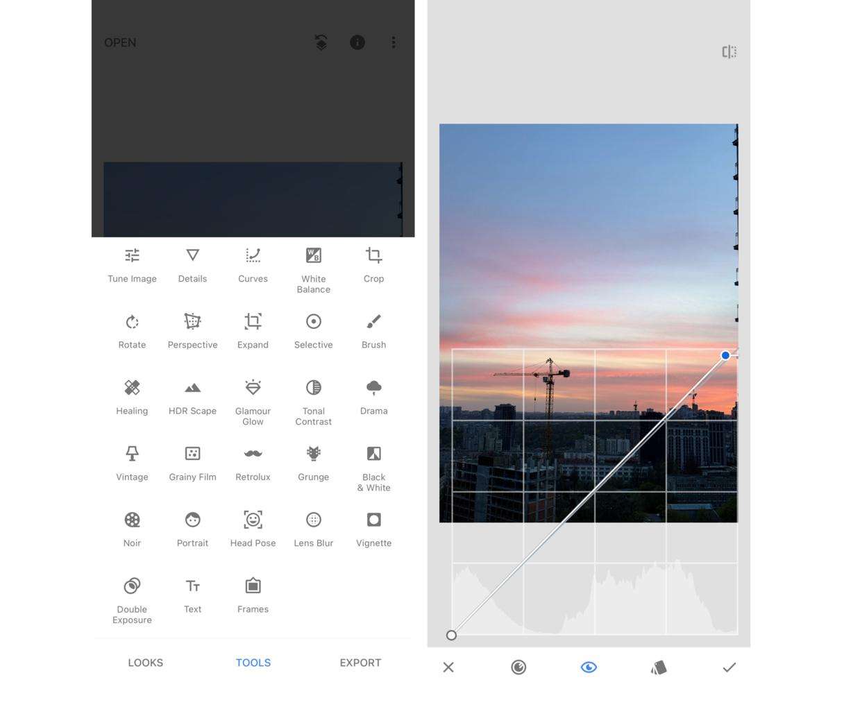 How to invert photos in Snapseed