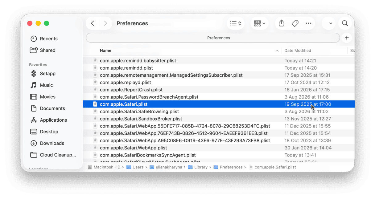 How to remove Safari preferences files on Mac