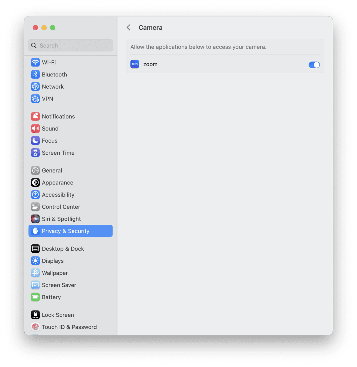 Acesso &agrave; c&acirc;mera