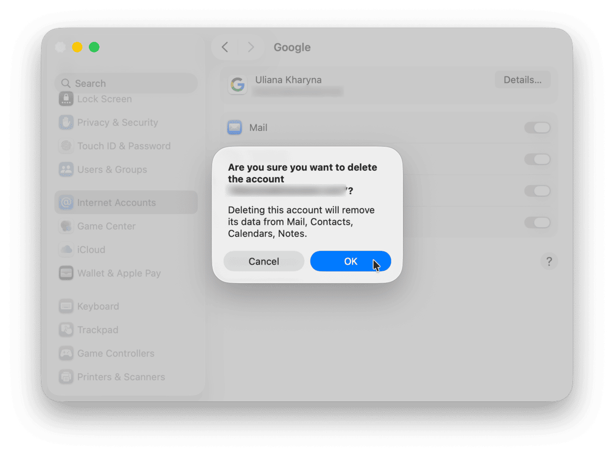 How to delete a mail account on Mac