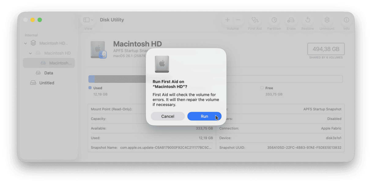 Repair disk permissions in safe mode