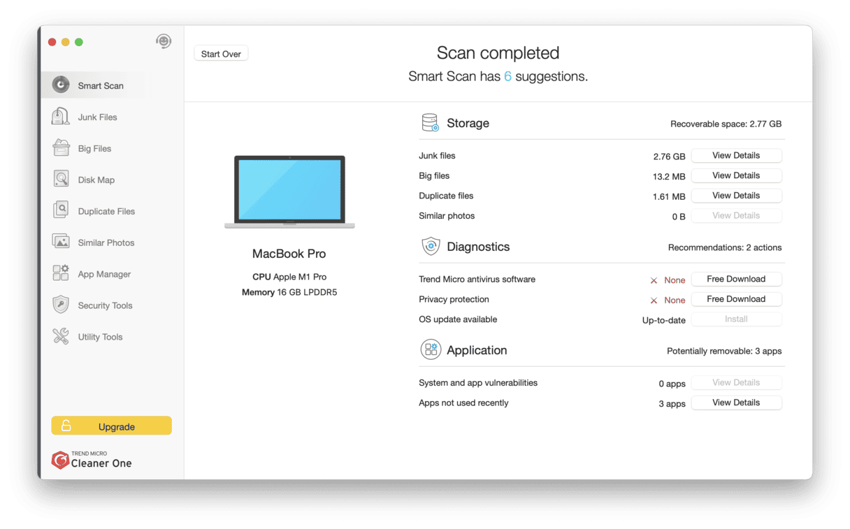 Cleaner One Lite Mac cleaner app