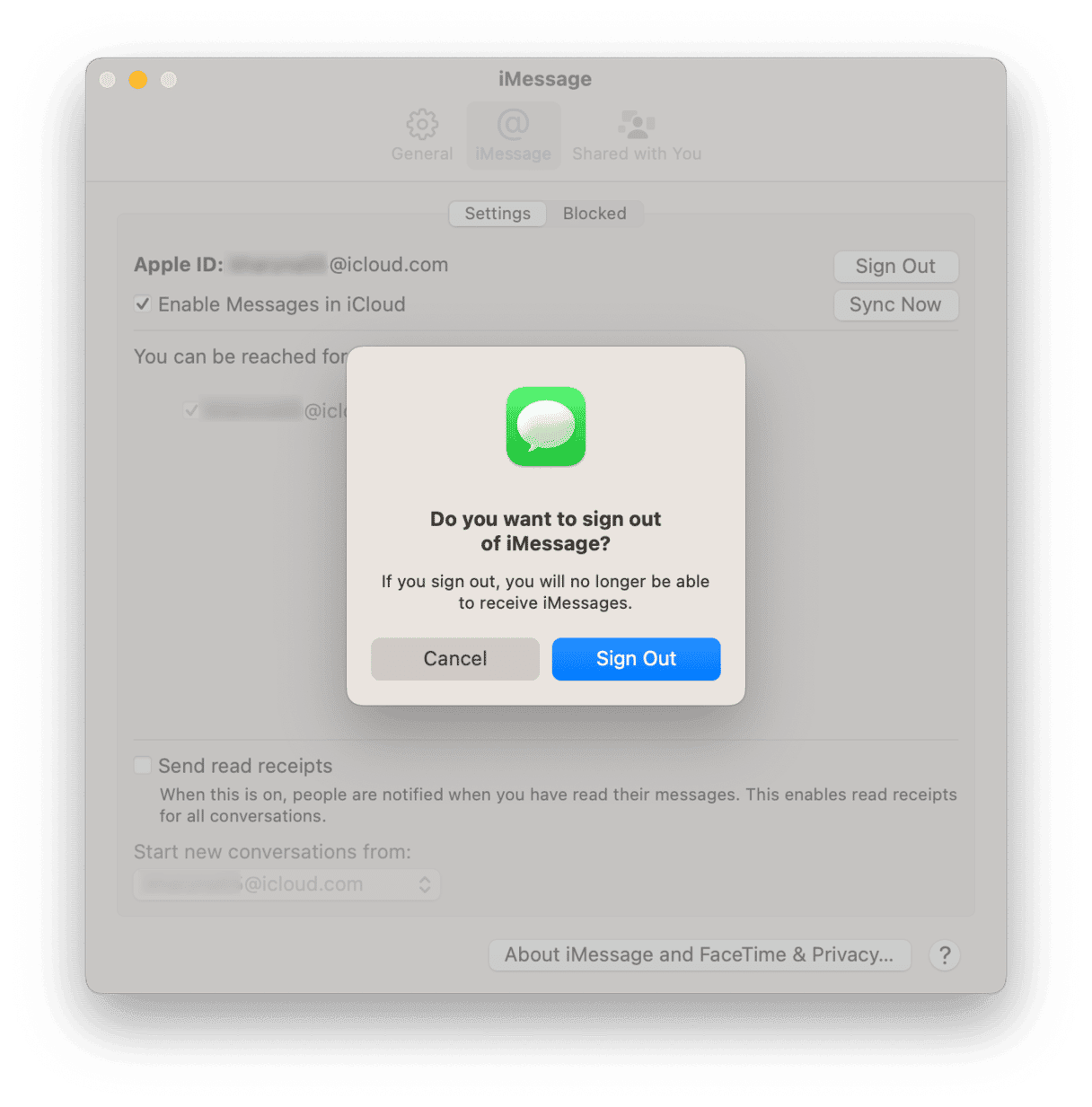 How to unsync messages from Mac
