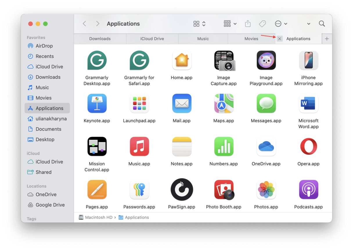Cierra las ventanas del Finder