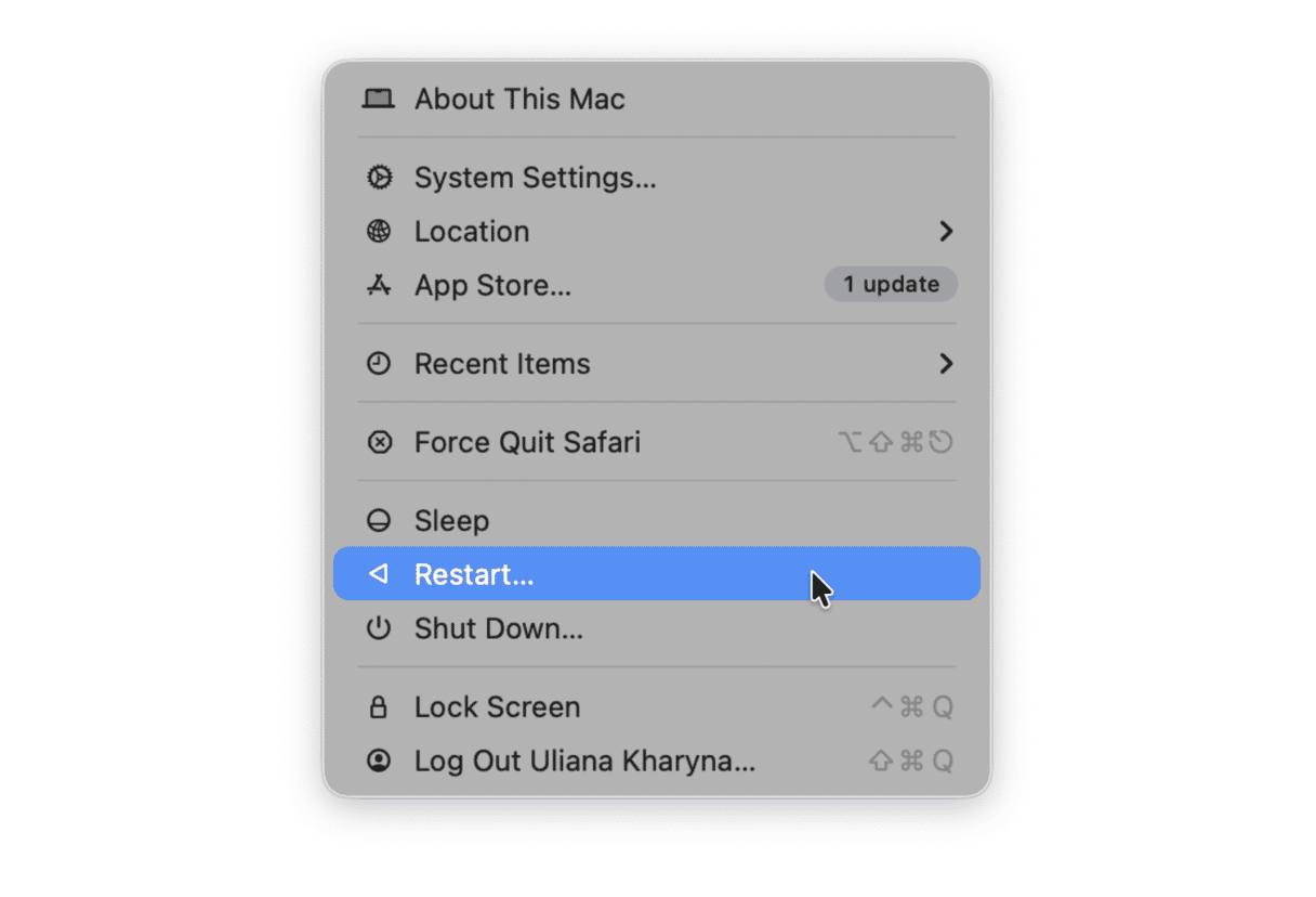 Mac restart prompt