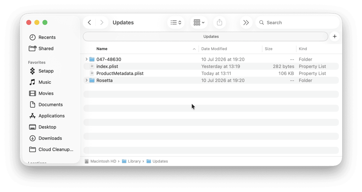 How to delete corrputed update files on Mac