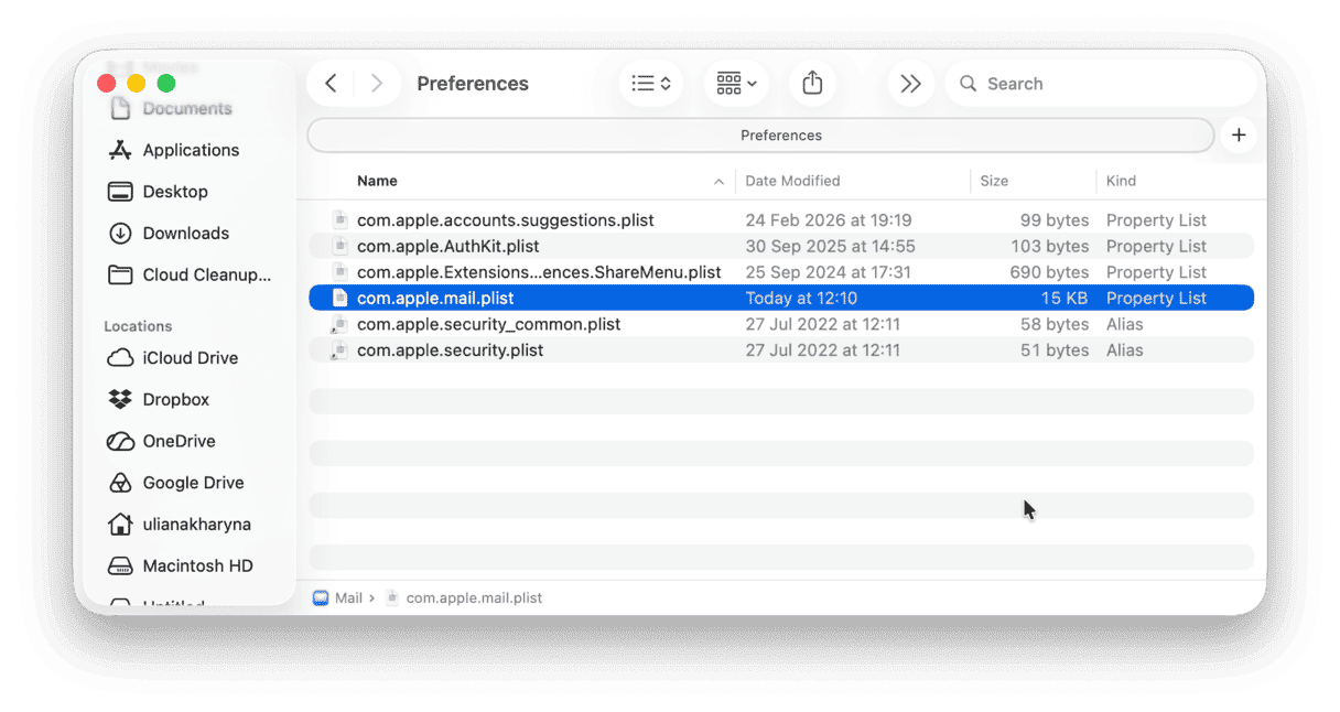 How to delete Mail preferences file on Mac