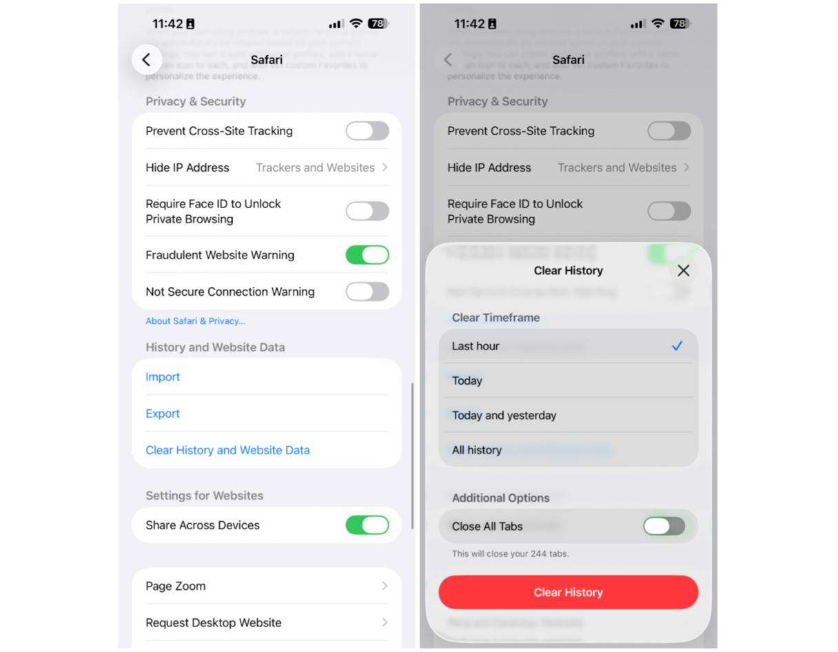 How to clear history and website data for Safari on iPhone