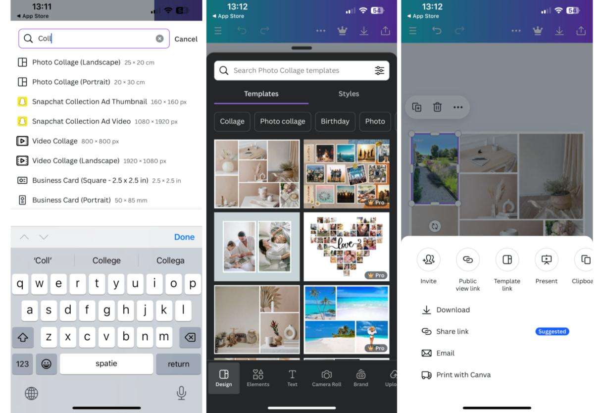 How to make a photo collage on iPhone using Canva