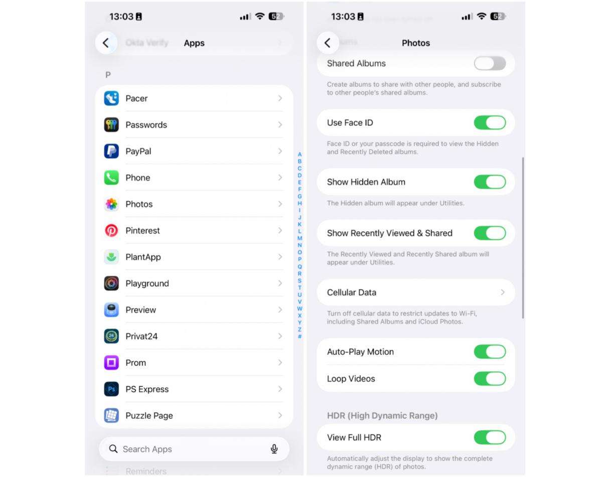 How to enable hidden album on iPhone