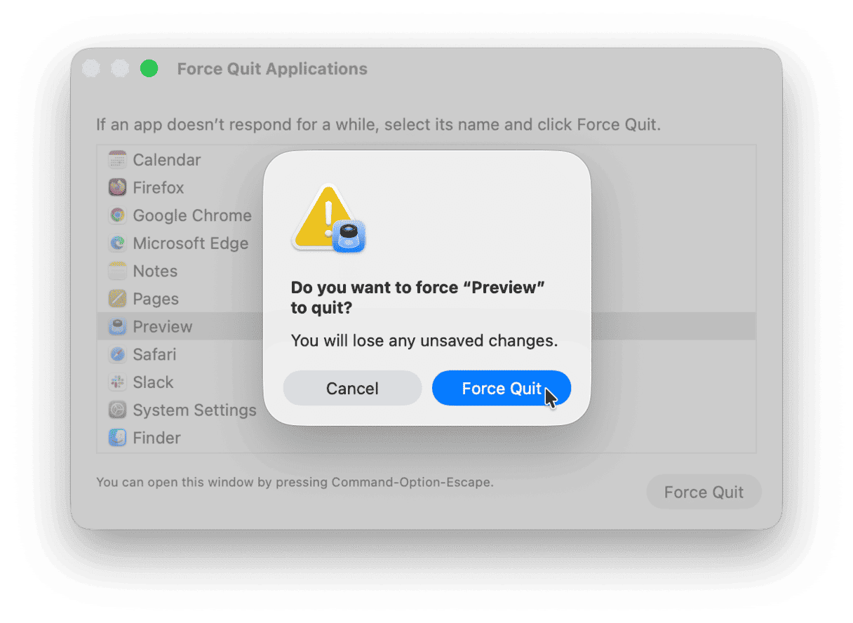 How to force quit Preview on Mac