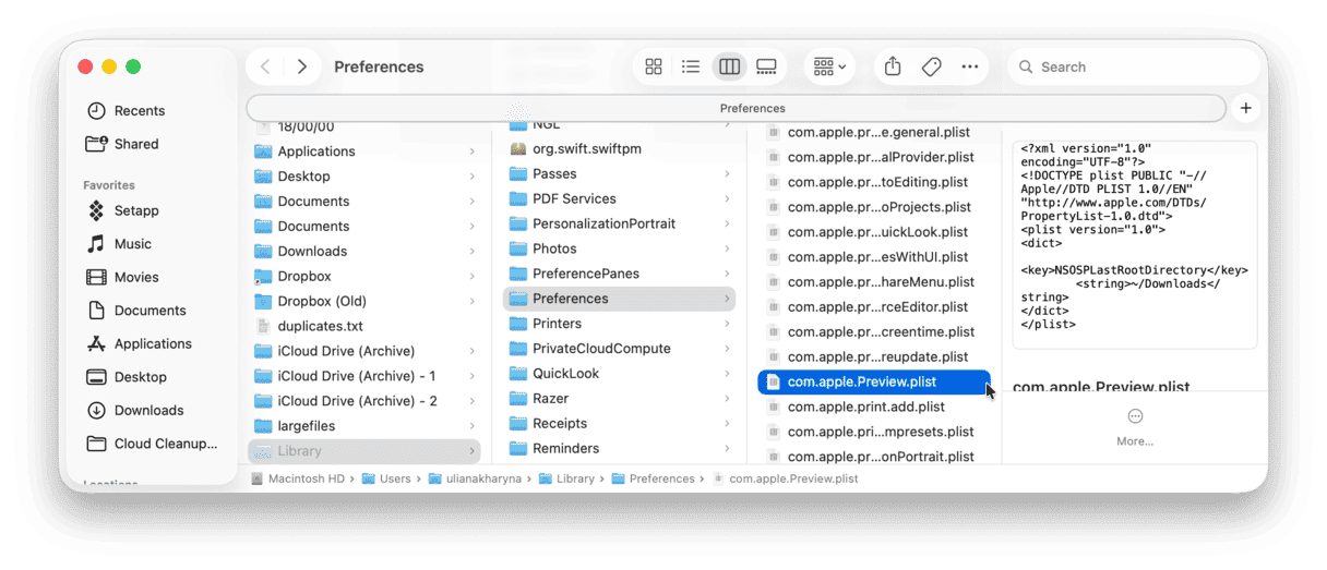 Reset Preview preferences