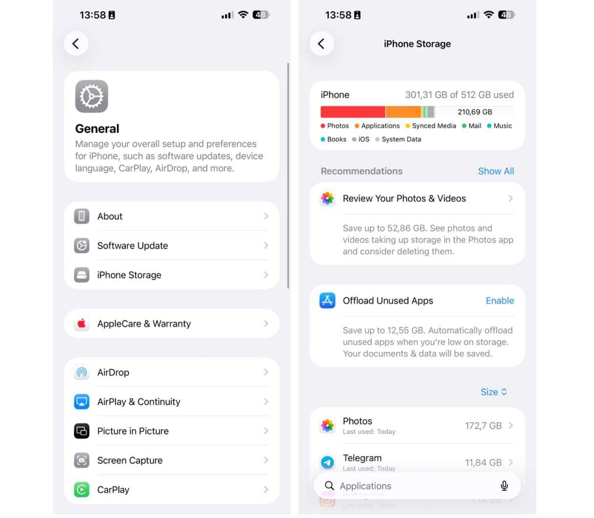 Check iPhone Storage