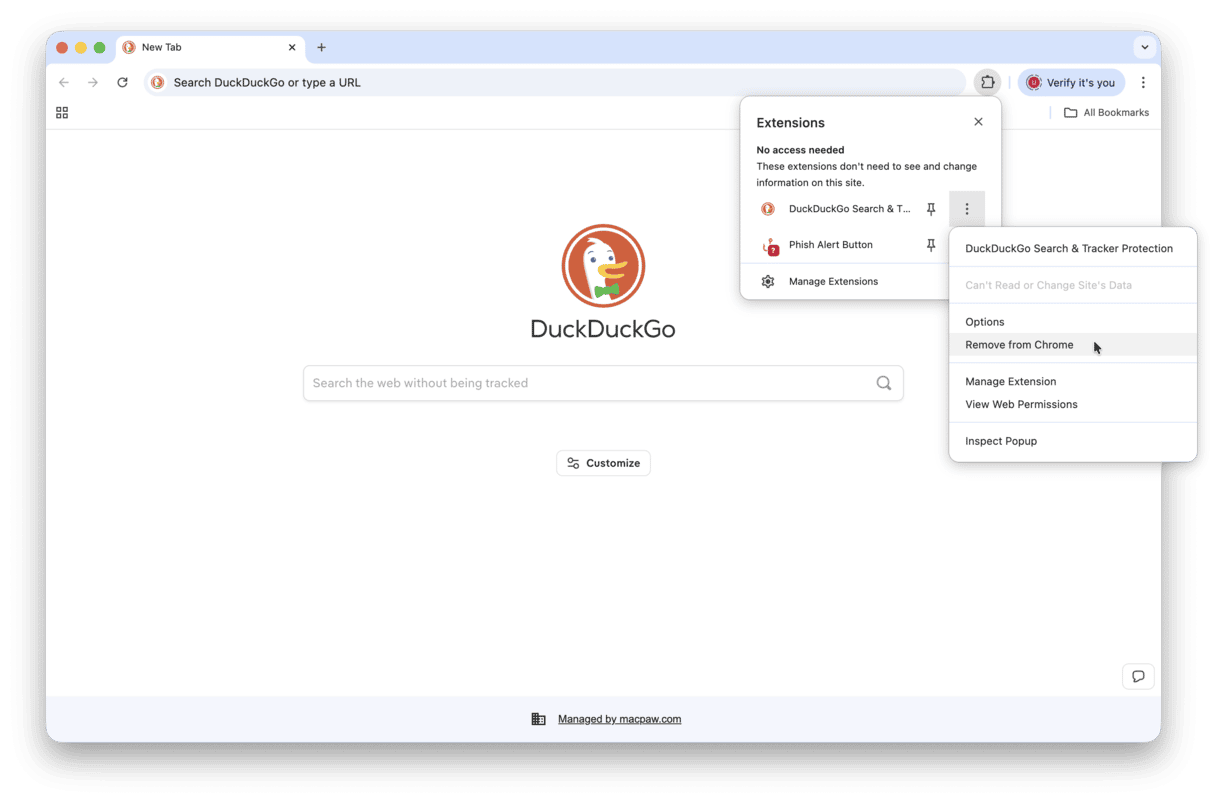 How to remove the DuckDuckGo extension in Chrome