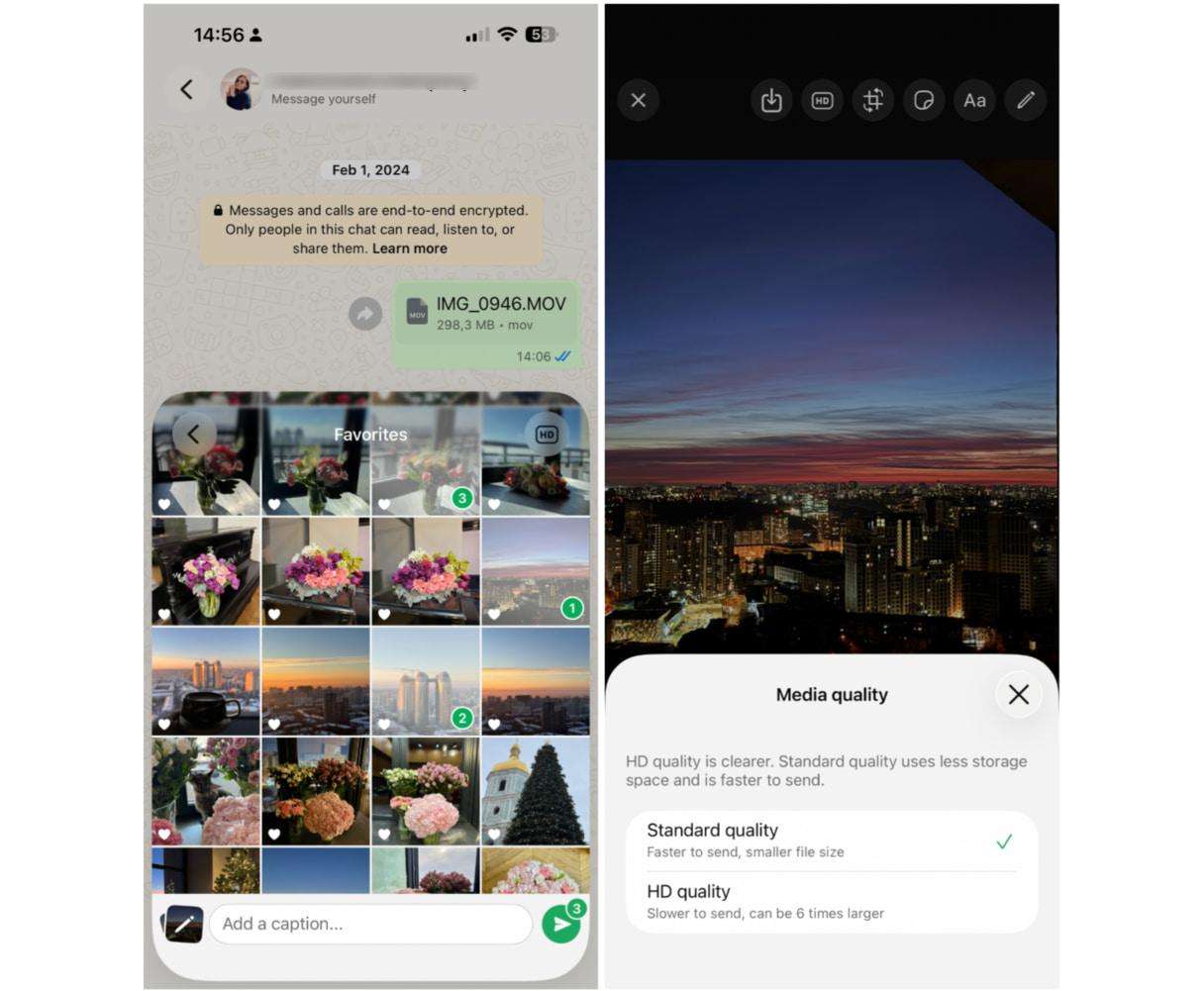 How to reduce photo size on iPhone via WhatsApp