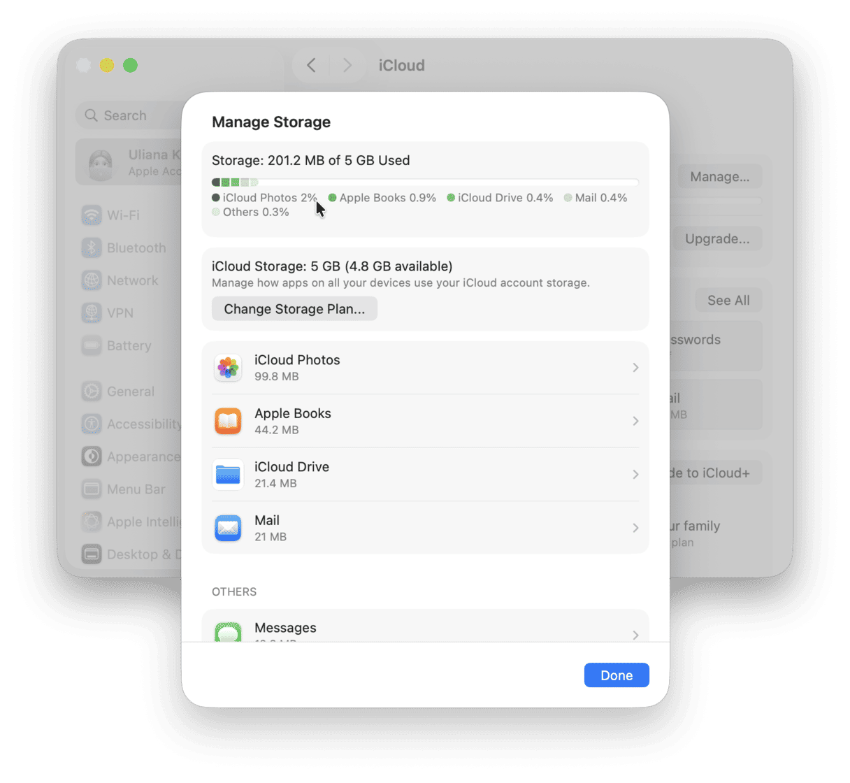 iCloud storage on Mac is full