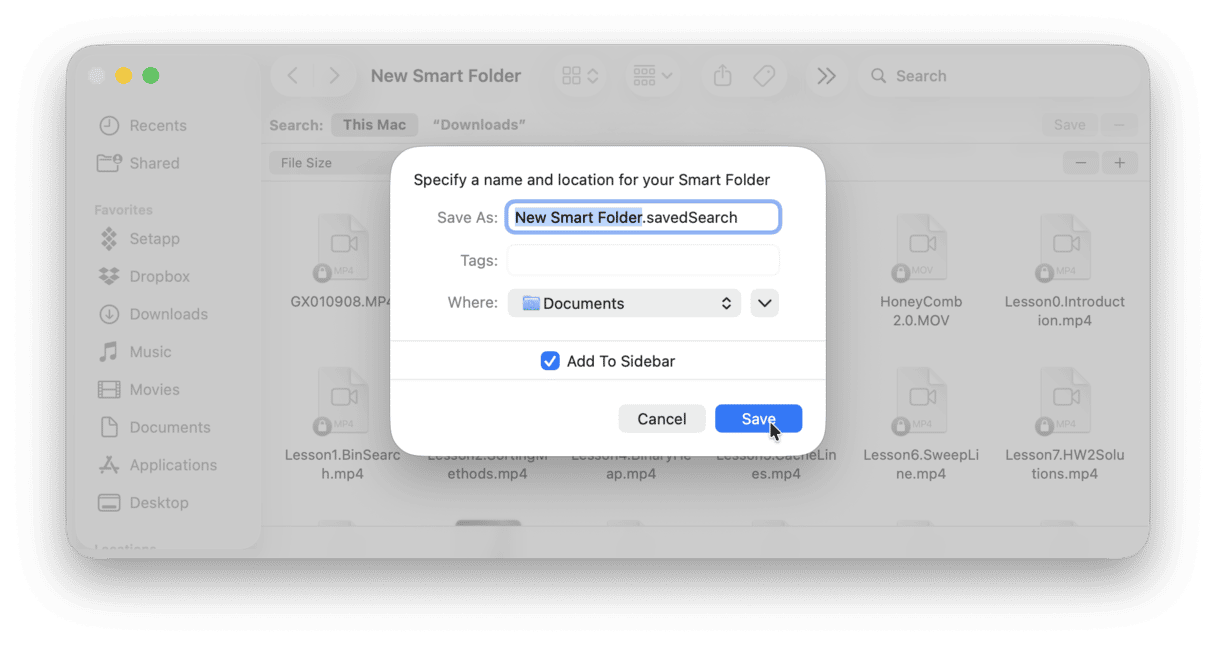 How to create a smart folder on Mac