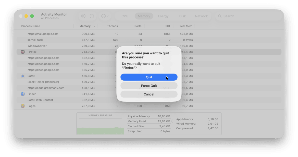 Use Activity Monitor to reduce RAM usage