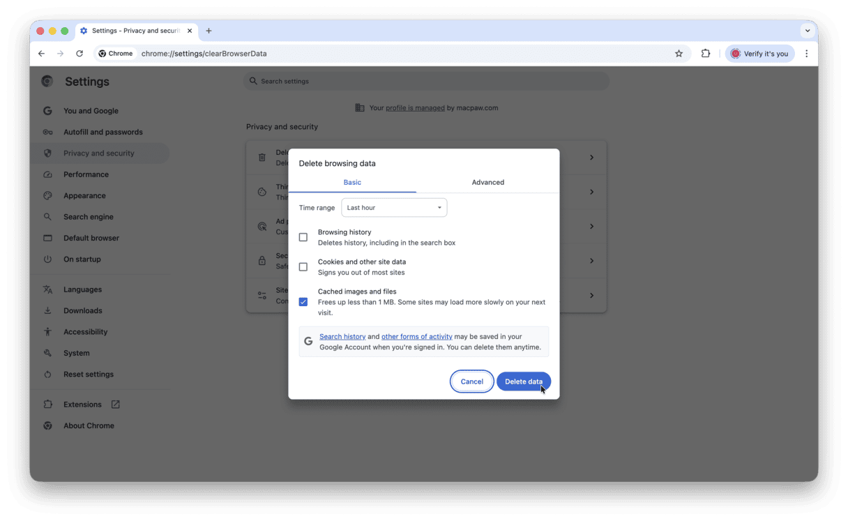 How to clear Chrome cache on Mac