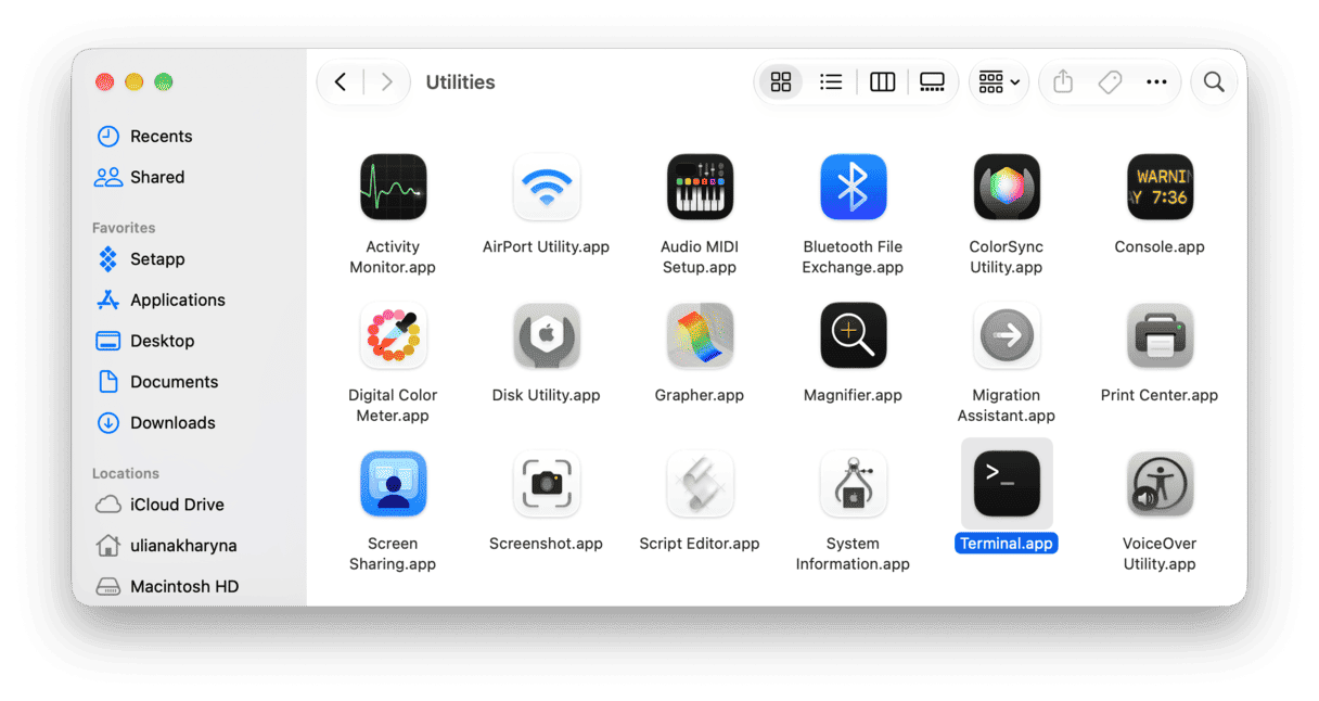 Utilities window