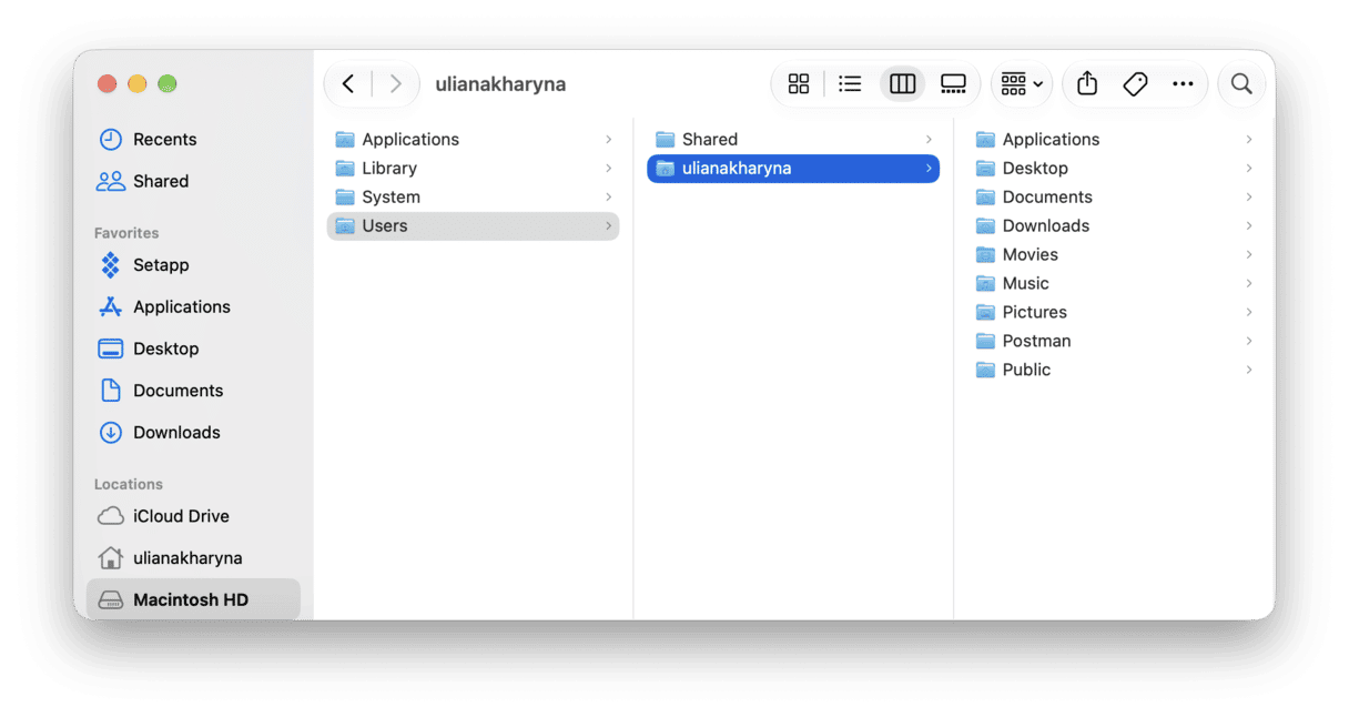 User folders on Mac