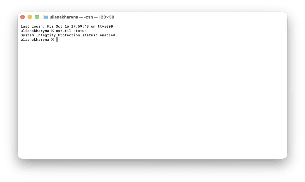 How to check SIP status via Terminal