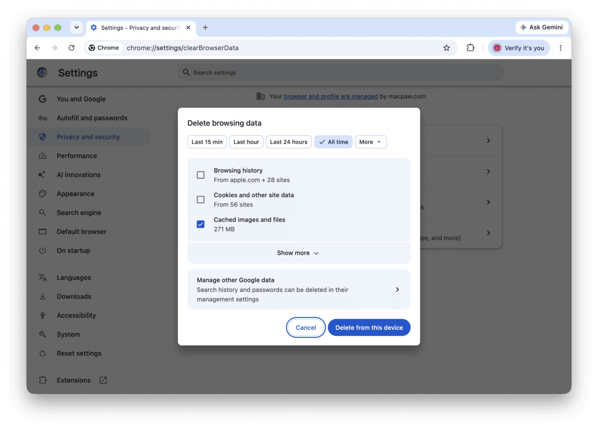 How to clear Chrome cache on Mac
