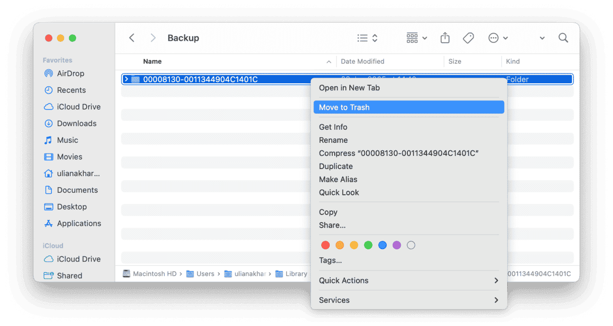 find backups stored on Mac manually