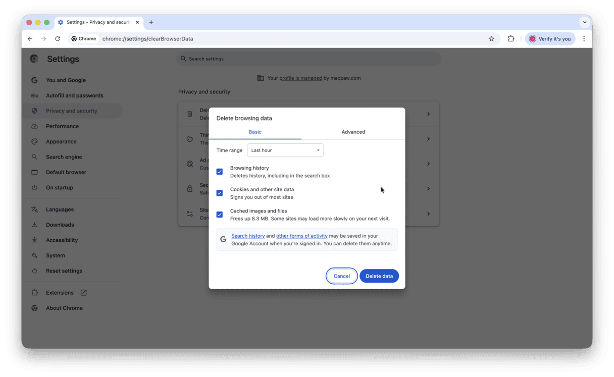 Rensa webbl&auml;sardata