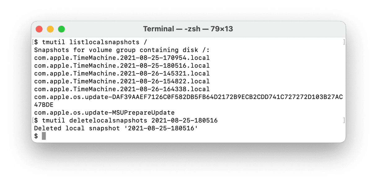 remove Time Machine snapshots from Mac