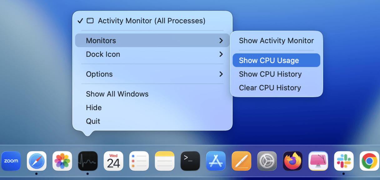 how to quit an app on Mac via Dock