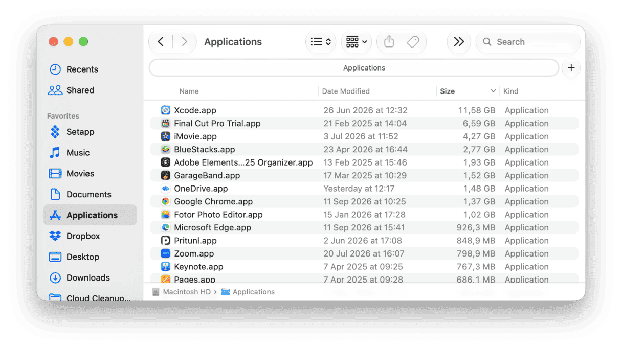 Remove old applications