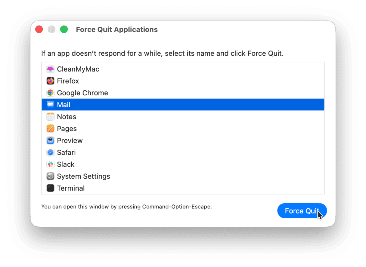 How to force quit Mail on Mac