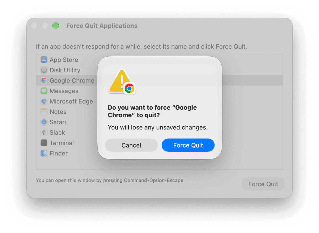 force quit Chrome