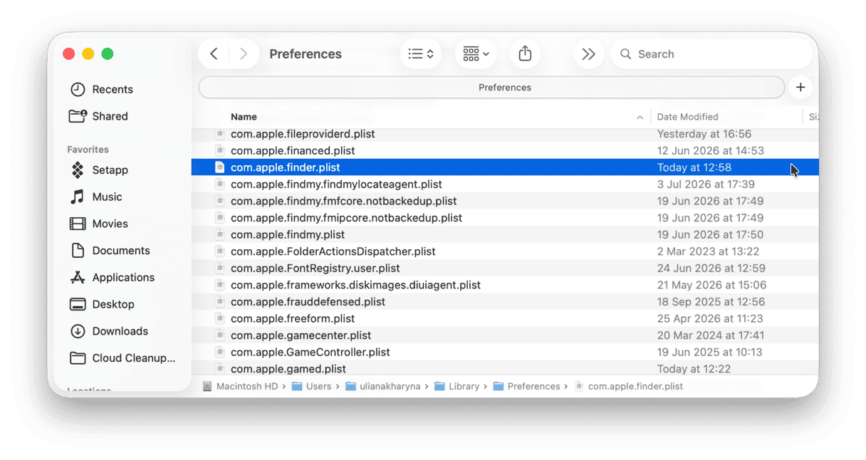 How to remove Finder preferences files on Mac