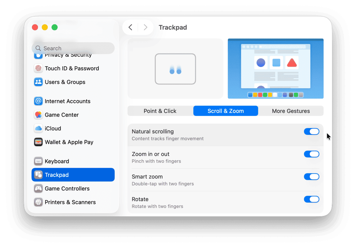 How to change scroll direction on Mac