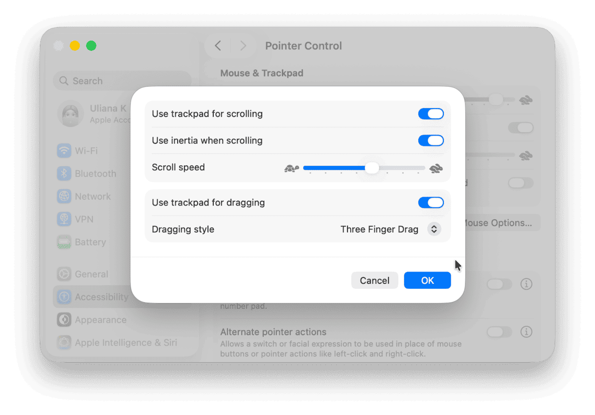 How to change scrolling speed on Mac