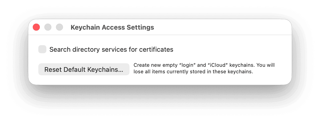 Reset Default Keychains