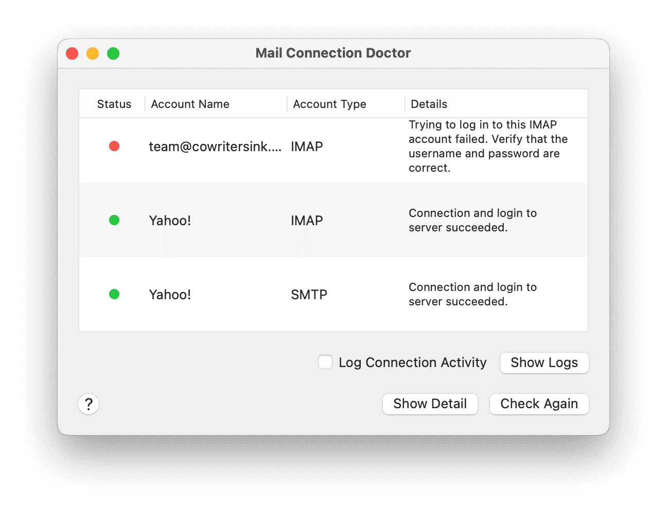 Mail Connection Doctor