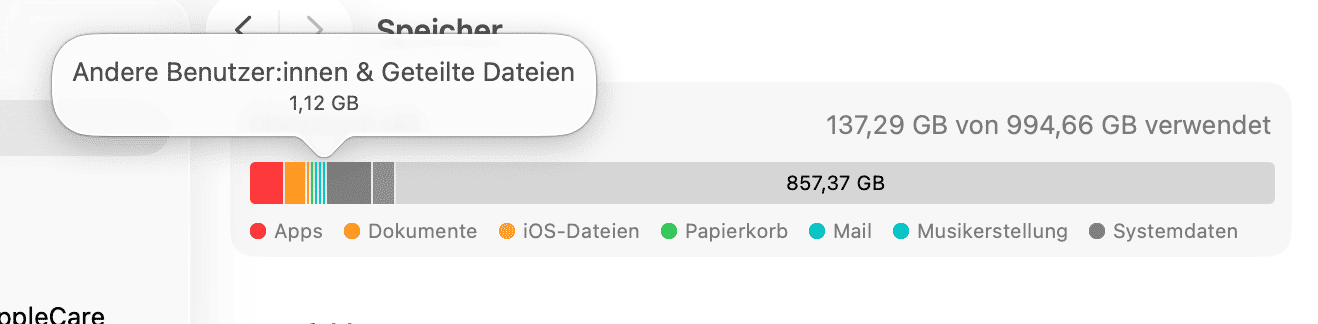 Lassen Sie uns zun&auml;chst kl&auml;ren, was &bdquo;Andere Benutzer&ldquo; im Mac-Speicher bedeutet