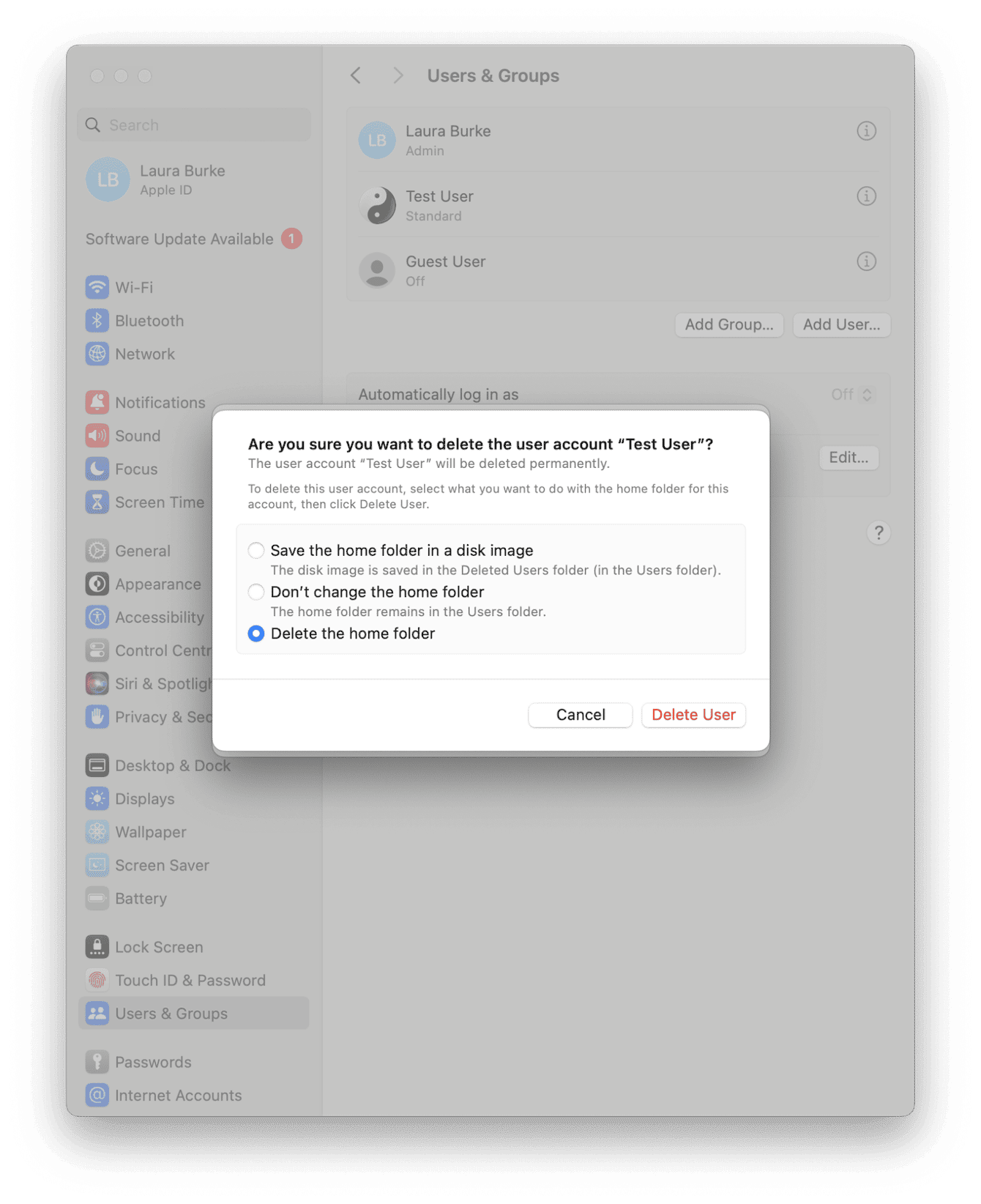 Macのユーザーアカウントの確認と整理