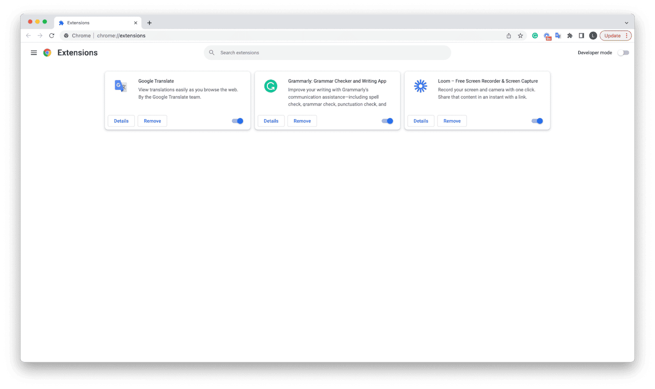 Sprawdź rozszerzenia przeglądarki