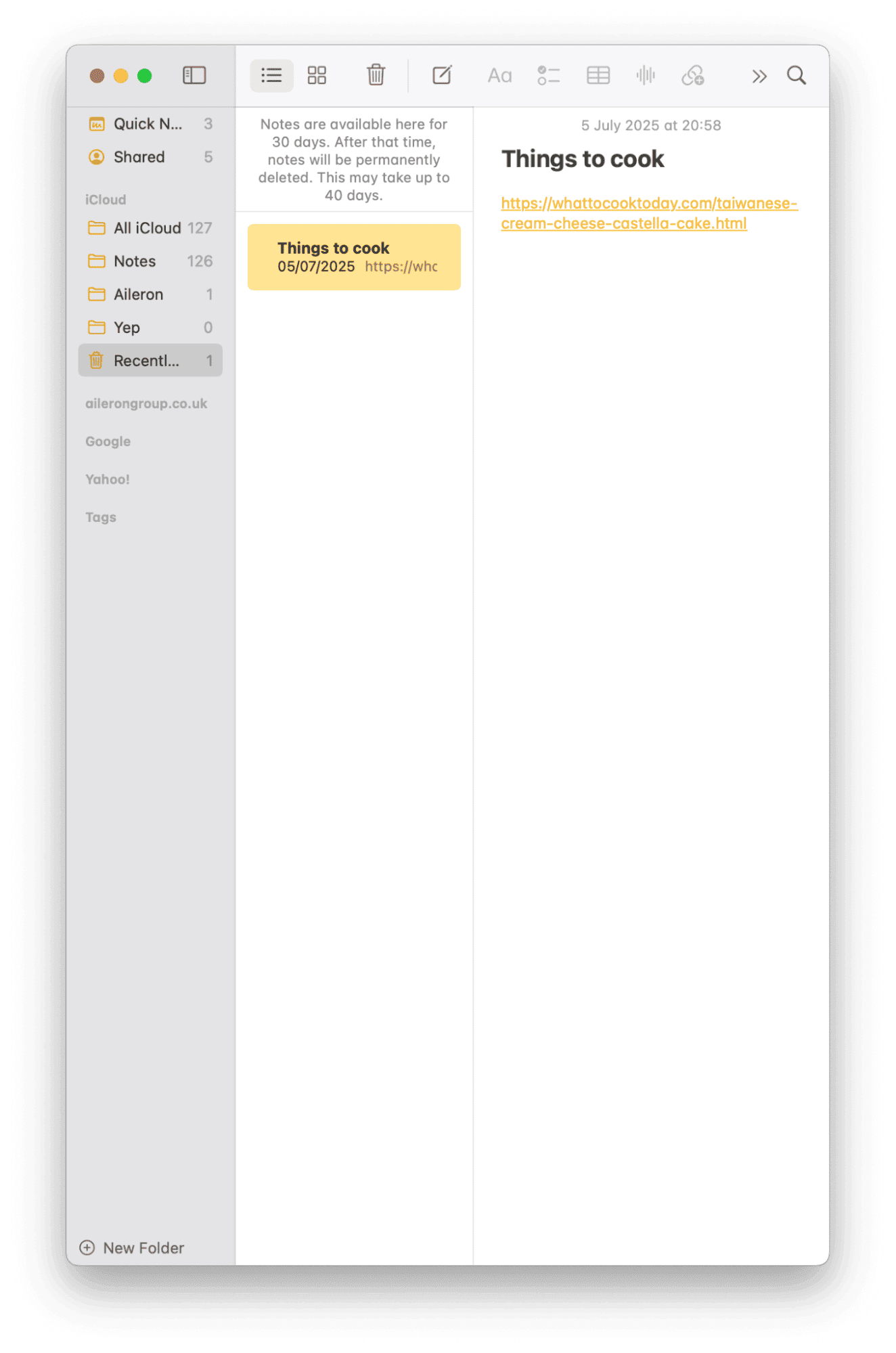 Check the Recently Deleted folder