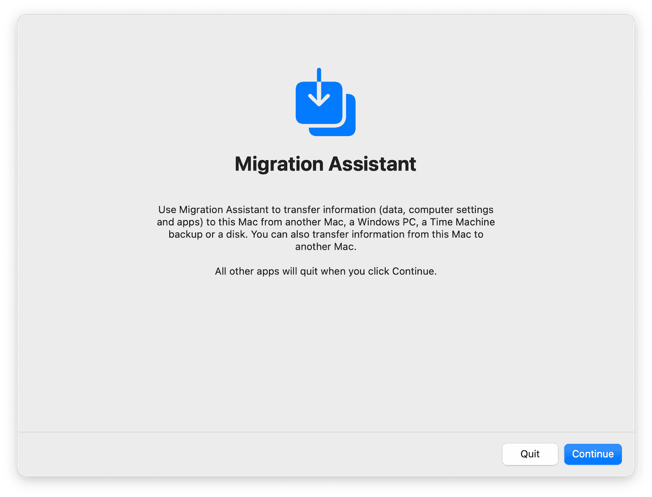 Migration Assistant on Mac