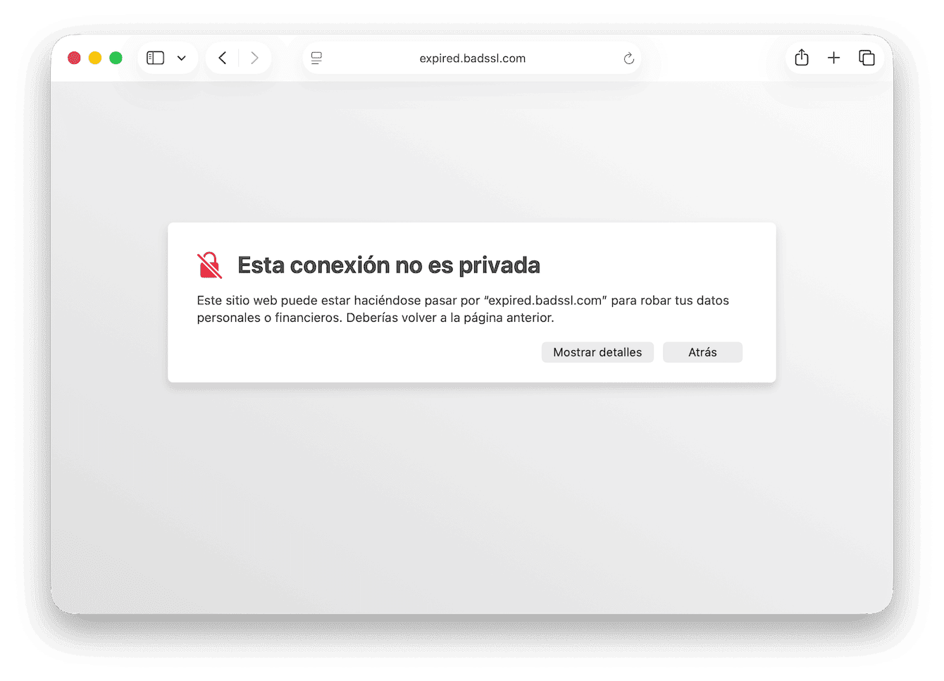 "La conexi&oacute;n no es privada" en un Mac
