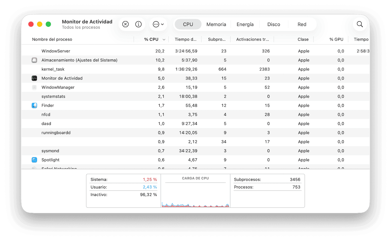 Usa el Monitor de Actividad para ver lo que est&aacute; sobrecargando la CPU