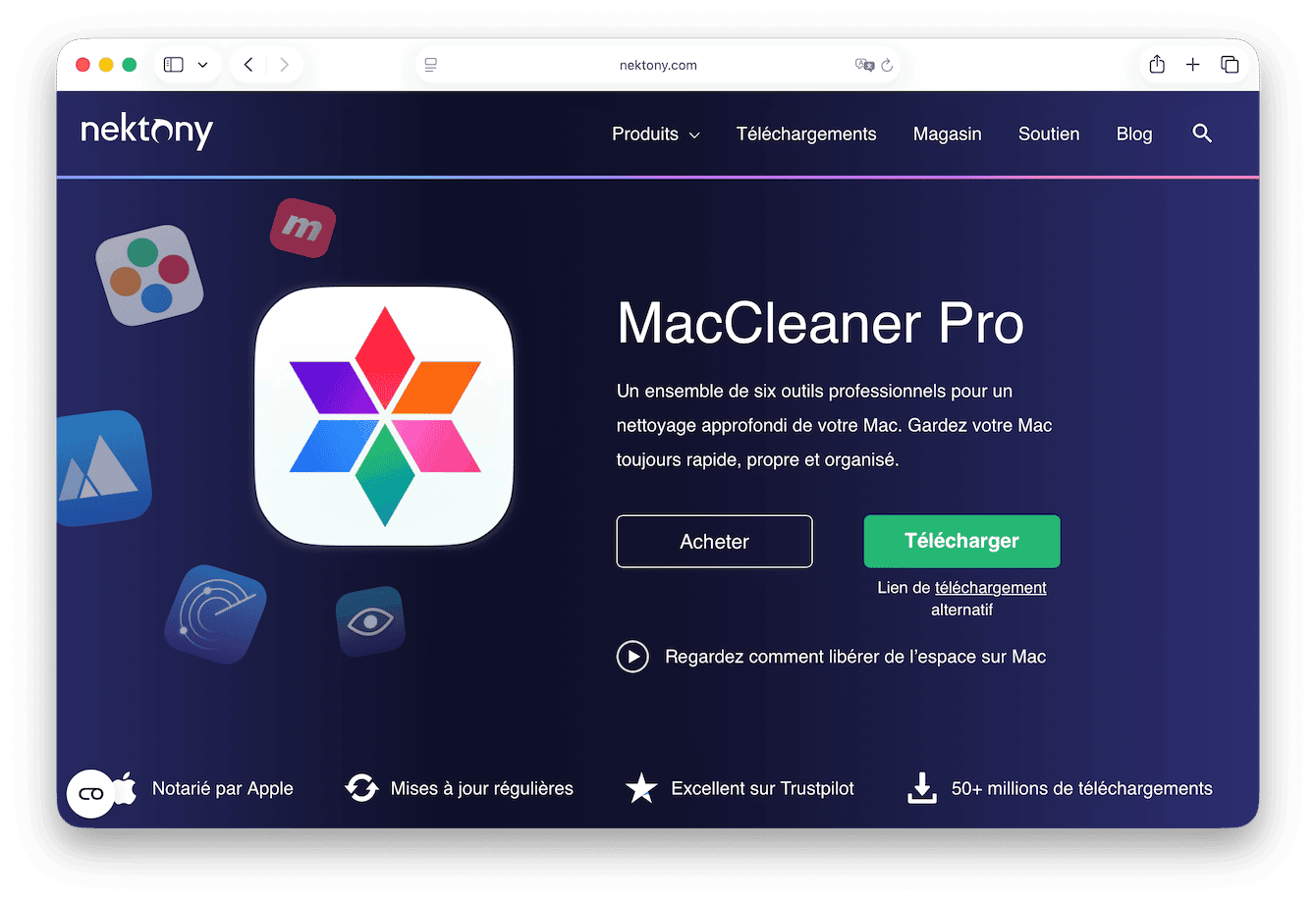 MacCleaner Pro est un outil d&eacute;velopp&eacute; par l'&eacute;quipe de Nektony