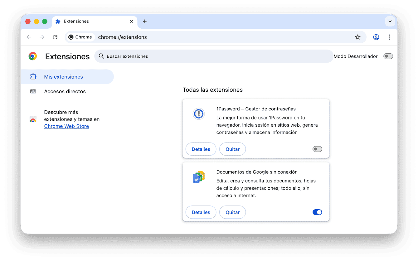 Comprueba tus extensiones